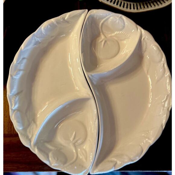 Vintage Belmar‎ of California Divided 2-Piece White Relish Tray 406 Vegetable - Picture 1 of 7